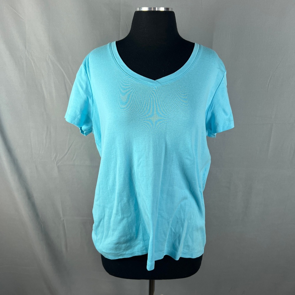 St John's Bay Essential T Shirt Womens XL Turquoise Lightweight Short Sleeve